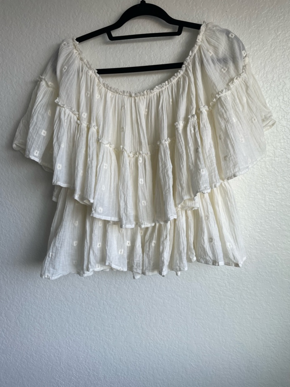 lovestitch Cream Layered Off-Shoulder Blouse - Picture 5 of 13